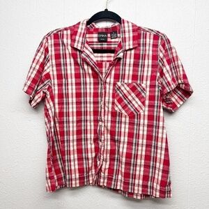 Erika Plaid Western Southwestern Coastal Cowgirl Cotton Womens Shirt Size LargeP
